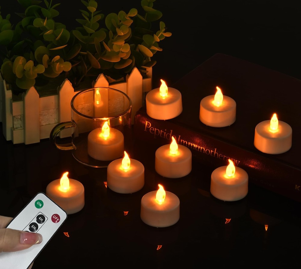 LED Tea Lights with Remote Control: Battery Operated Bulk Realistic and Brigh...