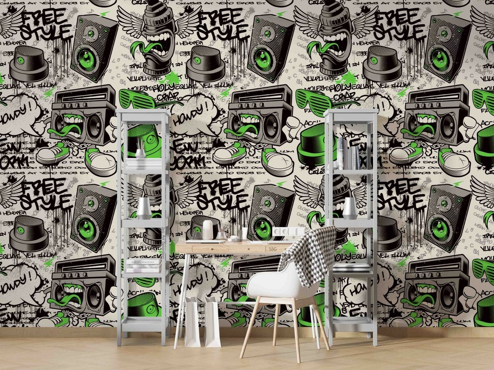 3D Abstract Graffiti Free Style Self-adhesive Removable Wallpaper Murals Wall 98-image