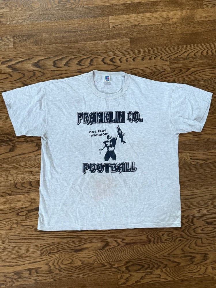 Vintage Franklin Co Football T-Shirt Russell Athletic USA Gray XL 90s