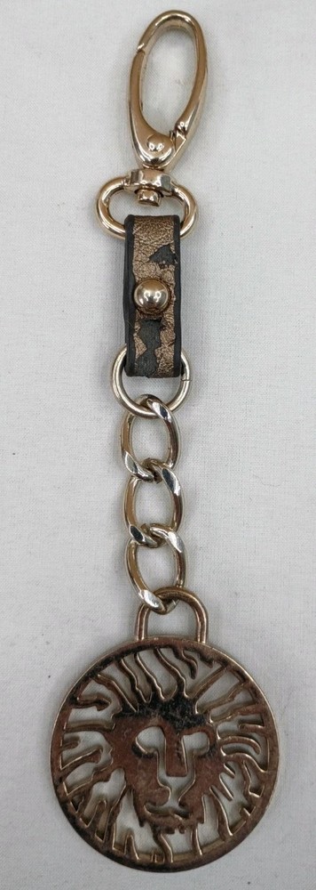 Vintage Anne Klein Lion Head Bag Purse Backpack Charm Keychain Dangle Gold Tone