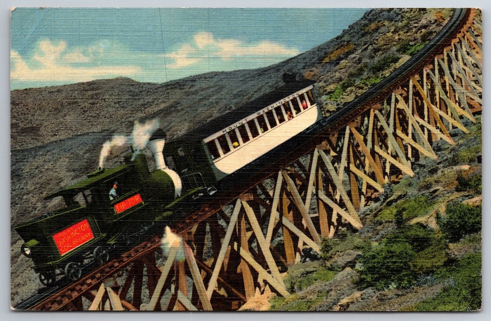Jacobs Ladder Mt Washington COG Railway White Mountains NH Postcard Z1