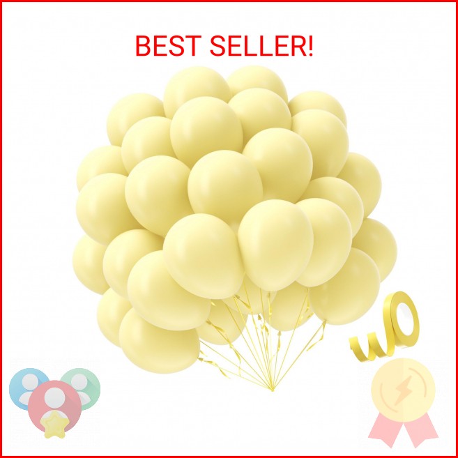 Pastel Yellow balloons 12 inch, Light Yellow Latex Balloons 50pcs Party Balloon