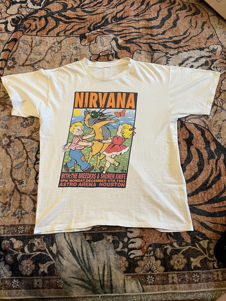1993 Nirvana The Breeders Shonen Knife Astro Arena Houston Kozik Art Band Shirt
