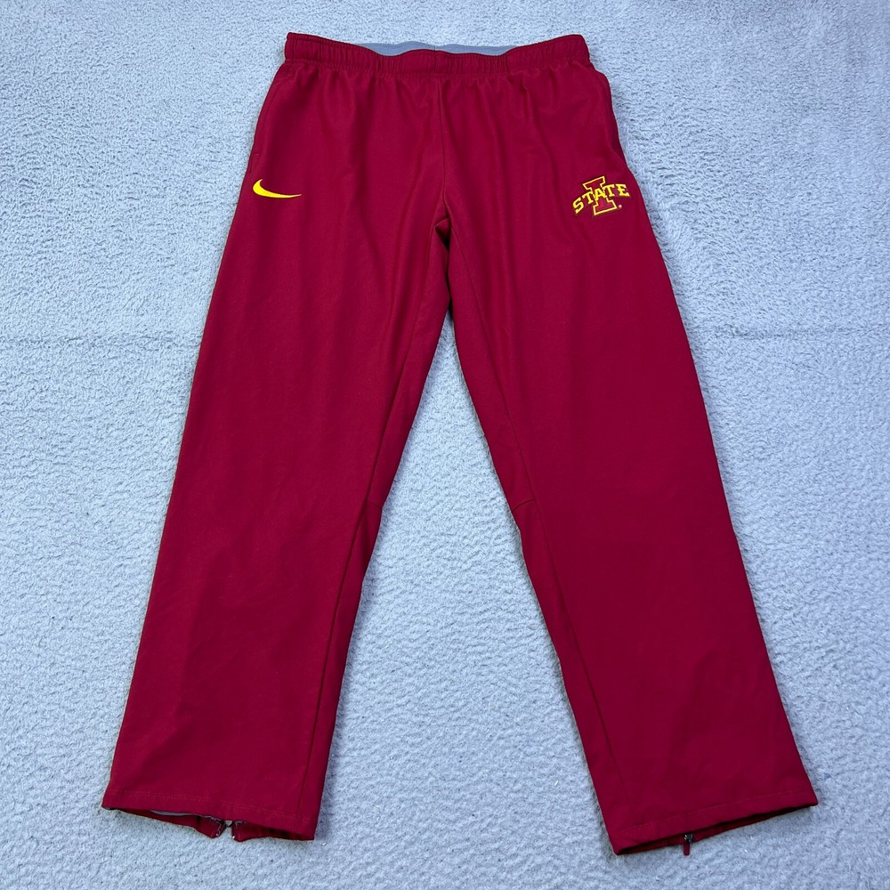 Nike ISU Cyclones Mens L Red Lined Ankle-Zip Sweatpants 33x30