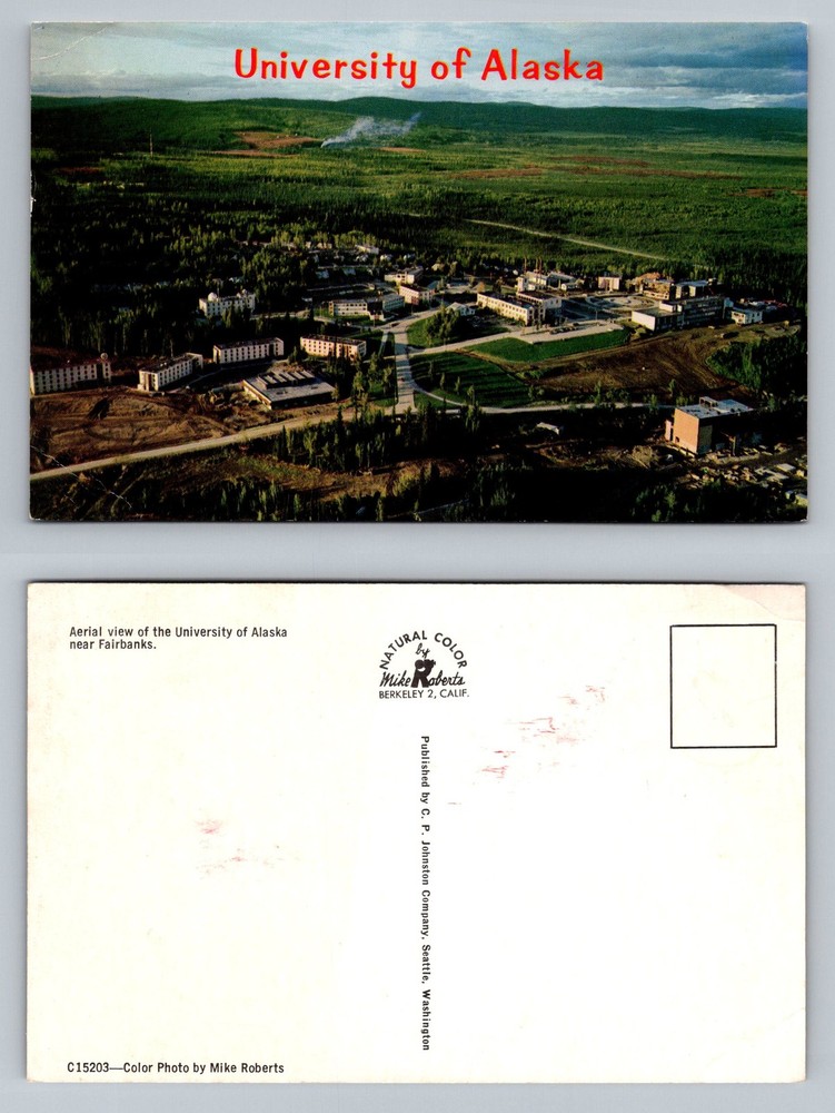 Fairbanks, AK-Alaska, Aerial University of Alaska Campus View Vintage Postcard