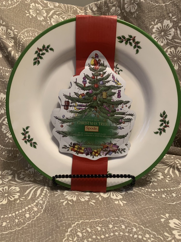 Spode Christmas Tree Melamine 11.5 Inch Dinner Plates, Set of 4