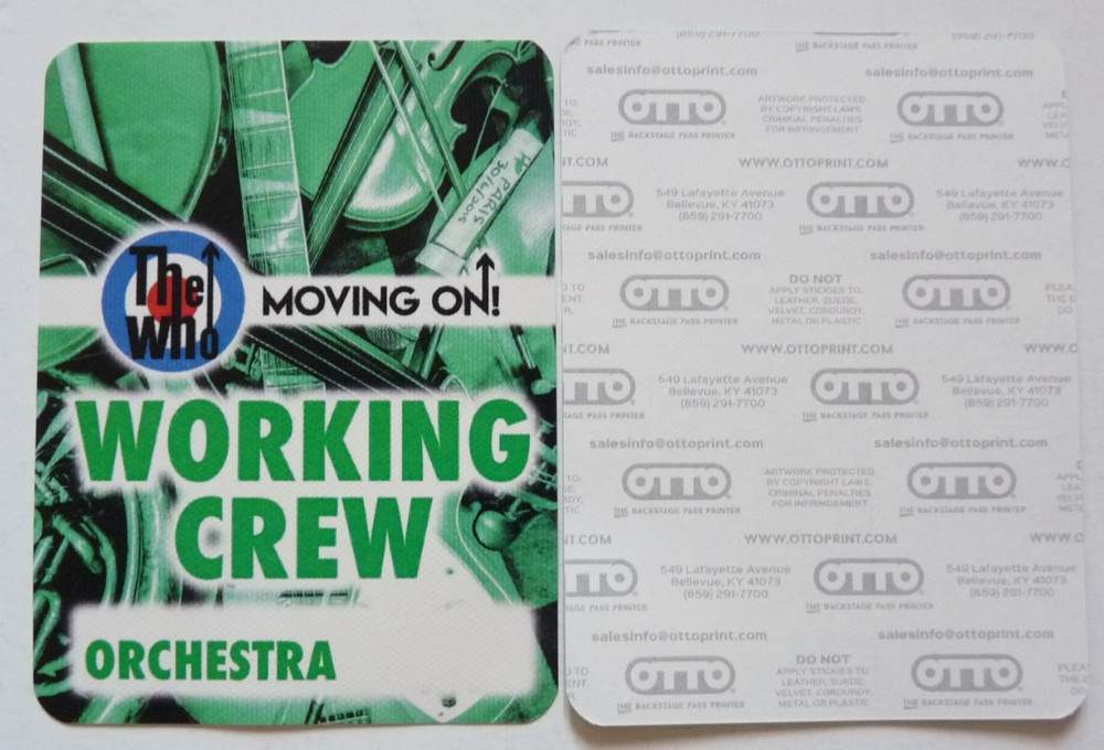 Who Green Moving On Up Working Orchestra 2019 Concert Tour Backstage Pass D15