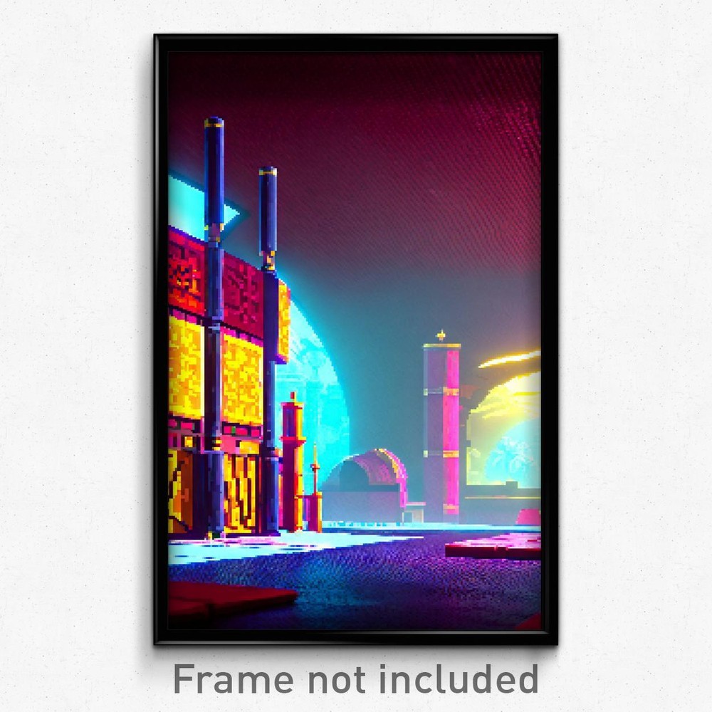 Pixel Art Poster - Basic Exotic Area (8 Bit Psychedelic Trippy Video Game Print)