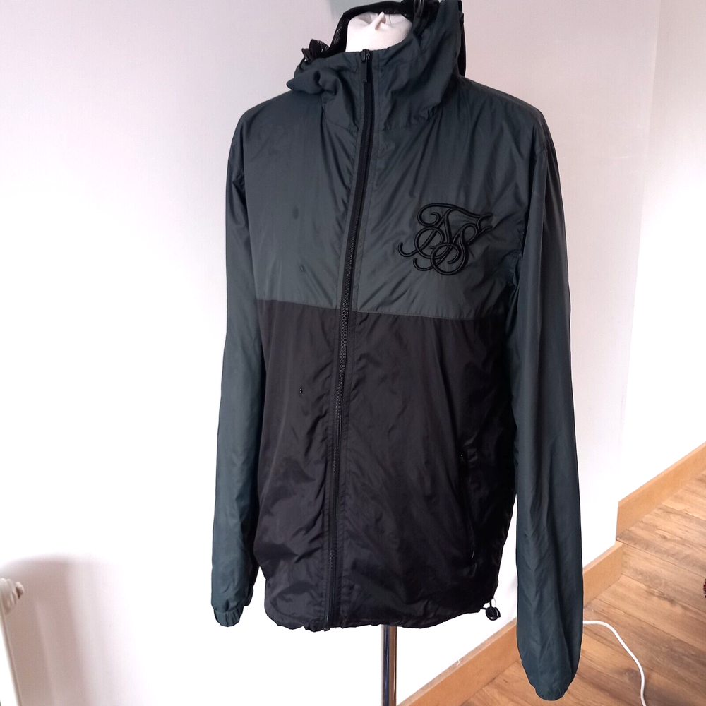 Men’s Siksilk Lightweight Zip Up Hooded Windbreaker Jacket Coat - Small