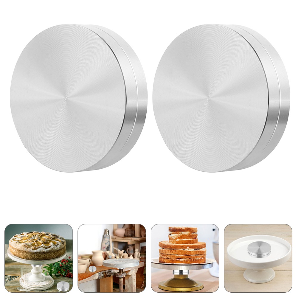 2 Pcs Aluminum Cake Decorating Turntable Stand with Rotor Bearings