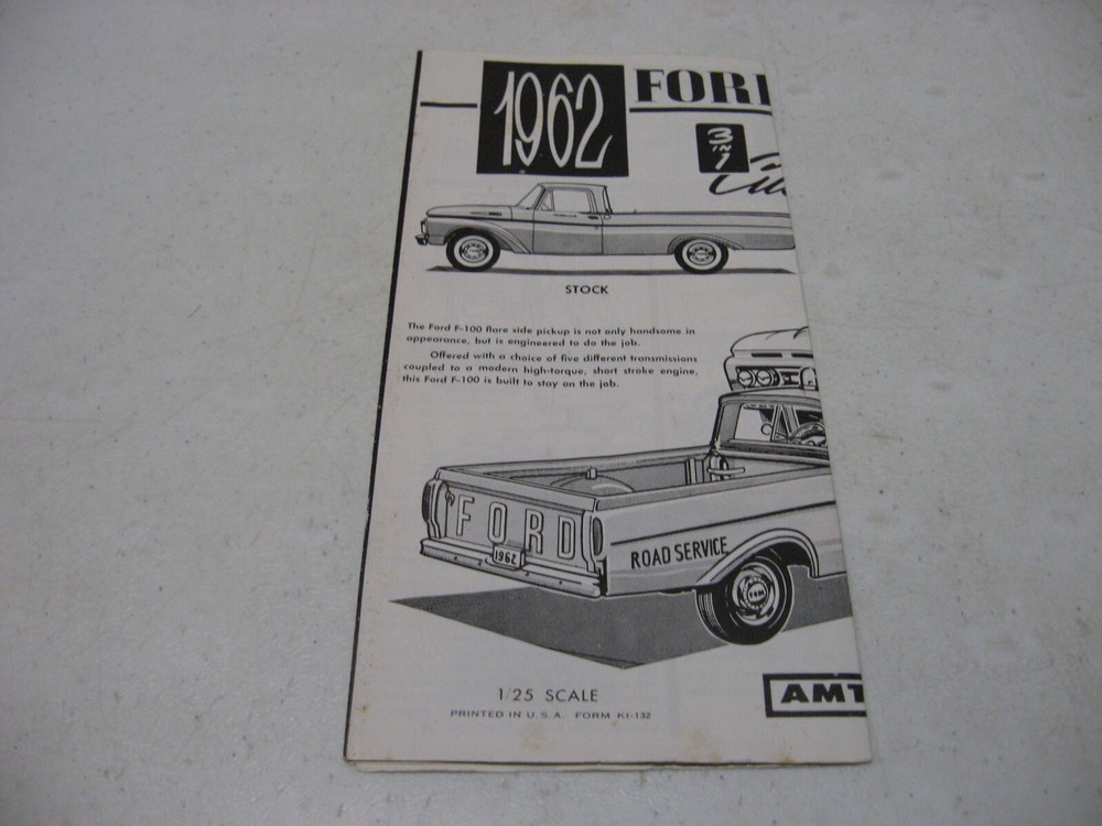 Instruction Sheet Only -AMT 1962 F-100 Ford Pickup Truck Model Kit #K-132-200