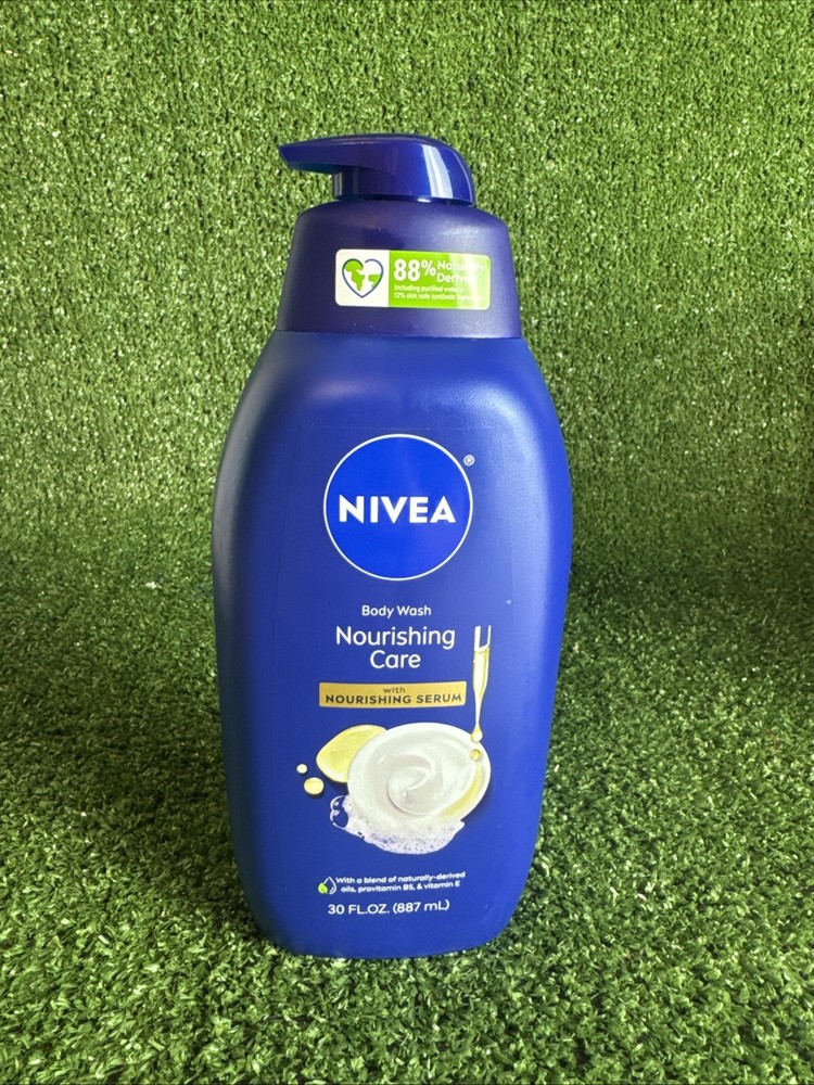 NIVEA Nourishing Care Body Wash with Nourishing Serum, 30 Fl Oz Pump Bottle