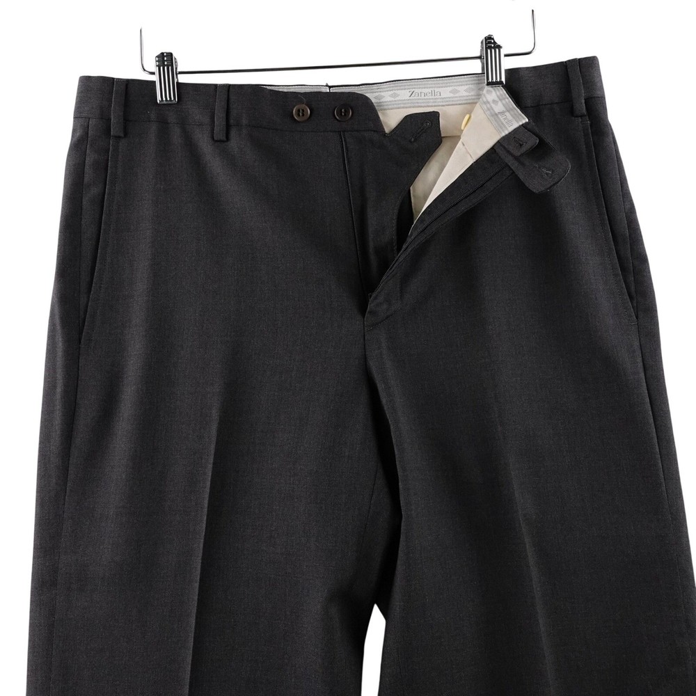 Zanella for Nordstrom Mens Wool Dress Pants Todd 34 Made in Italy Gray