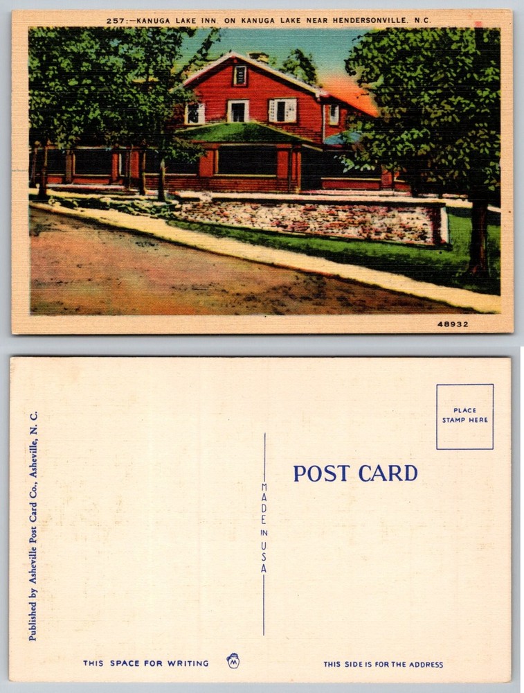 Kanuga Lake Inn Hendersonville NC Vintage Linen Postcard Asheville Post Card Co