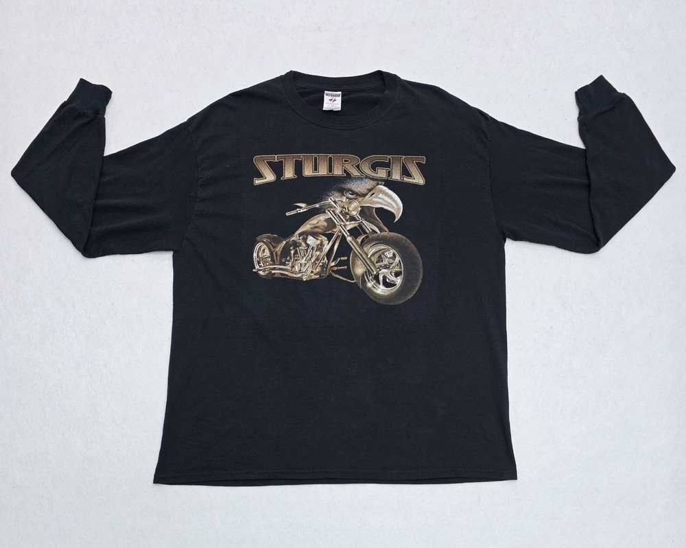 Sturgis Motorcycle Rally Vintage Long-Sleeve Graphic T-Shirt Mens Size 2XL Black