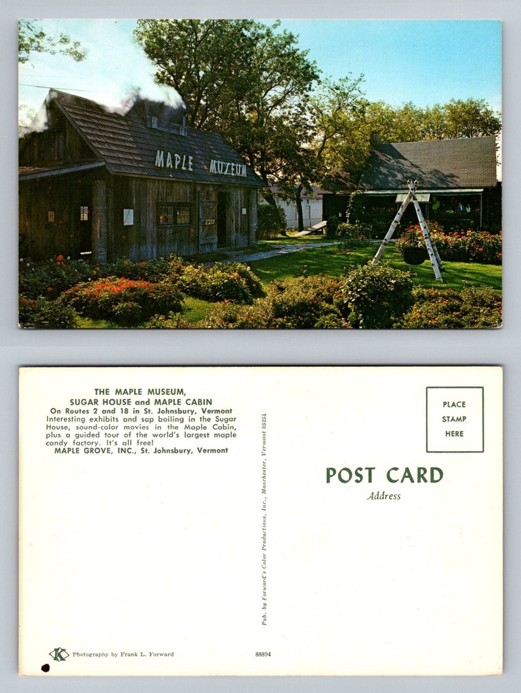 St Johnsbury, VT-Vermont, Museum, Sugar House & Maple Cabin Vintage Postcard