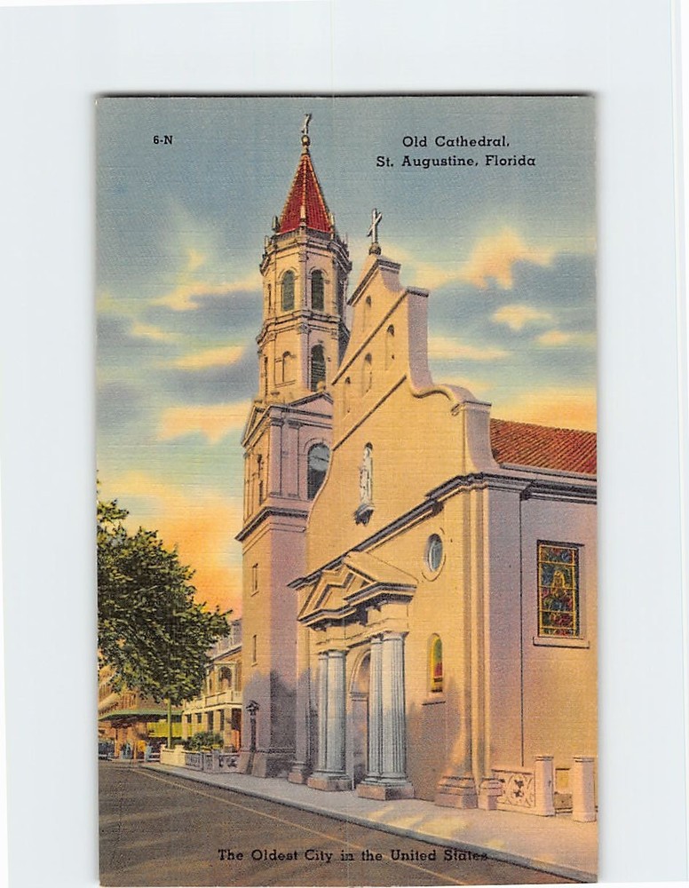 Postcard Old Roman Catholic Cathedral Saint St. Augustine Florida USA America