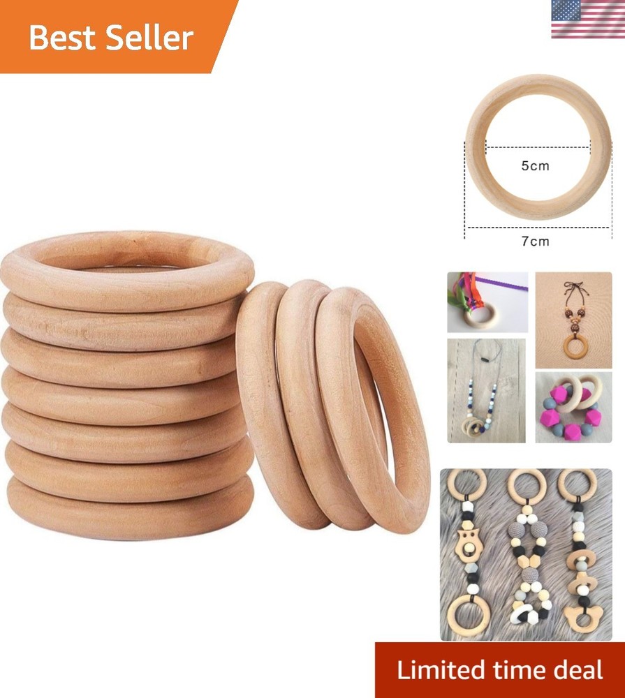 10 Pieces of  Unfinished Wooden Rings - Perfect for DIY Crafts & Jewelry