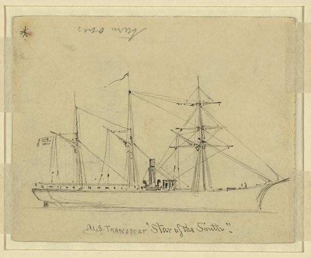 Photo:U.S. Transport Star of the South Steamship 1860s Broadside View