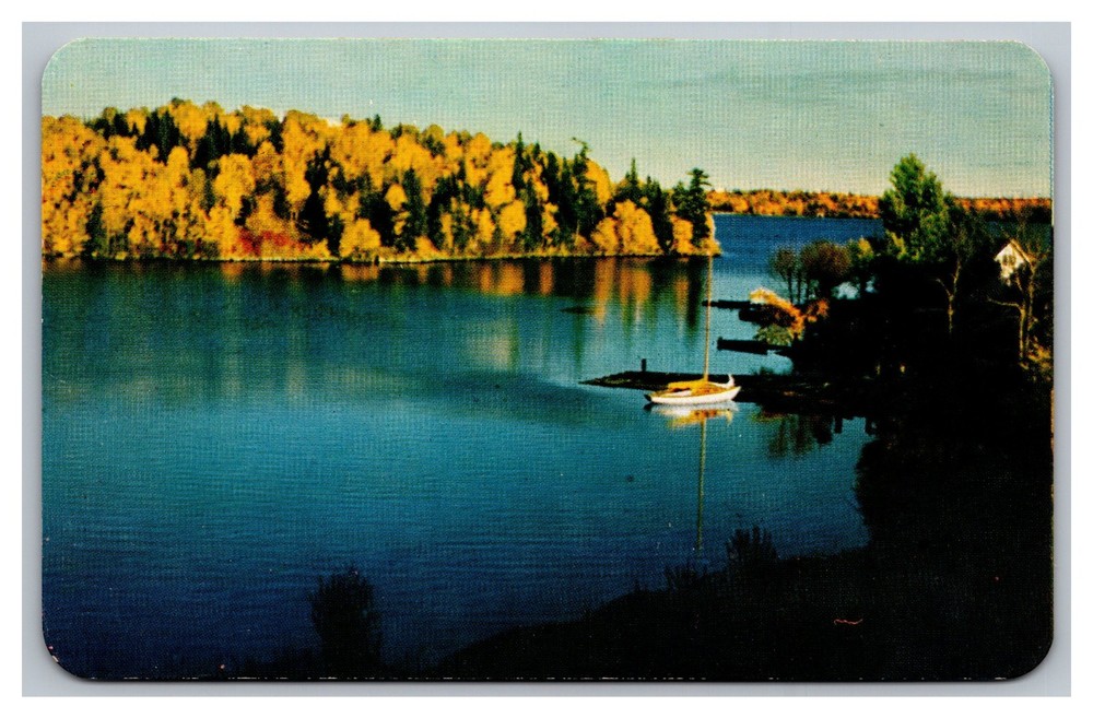 Bruce Mines Ontario Canada Evening Calm Over Crystal Waters Chrome Postcard