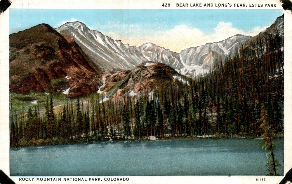 BEAR LAKE, LONG'S PEAK, ESTES PARK, ROCKY MOUNTAIN NATIONAL Postcard