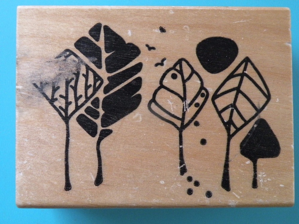 Abstract Tree and Birds Rubber Stamp by RMW Artworks  -image