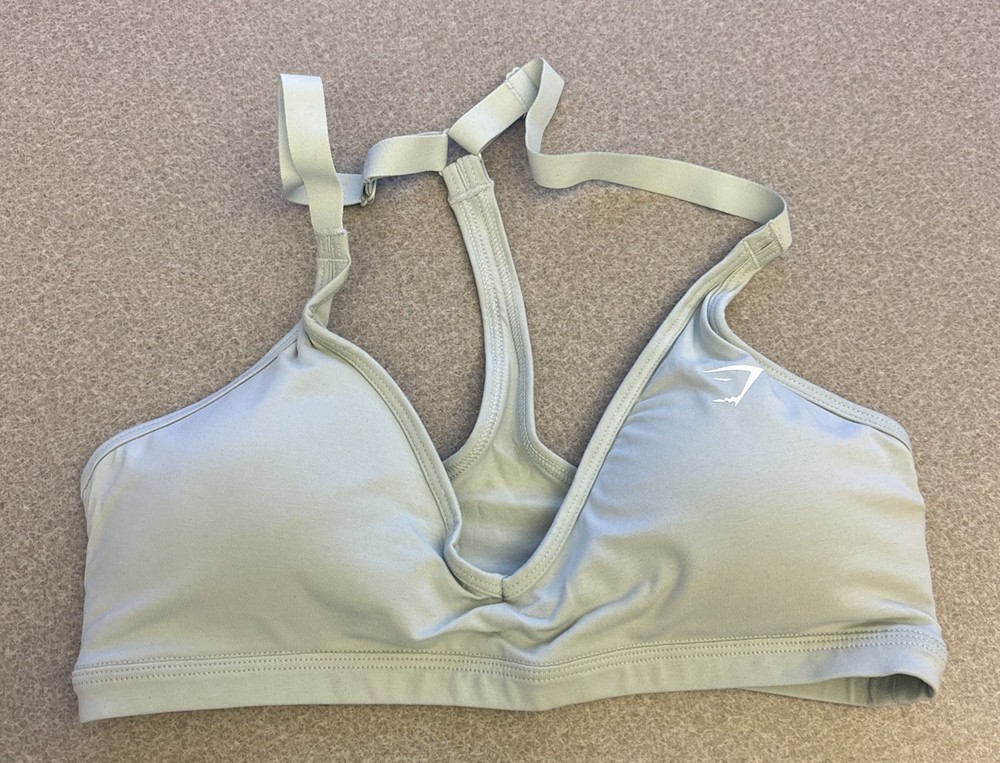Gymshark Cotton Racerback Sports Bra. Light Support. Morning Blue. Small. NWT.