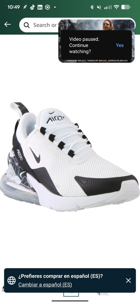 Nike Women's Air Max 270 SE Shoes (8, Black/White) Gently Used