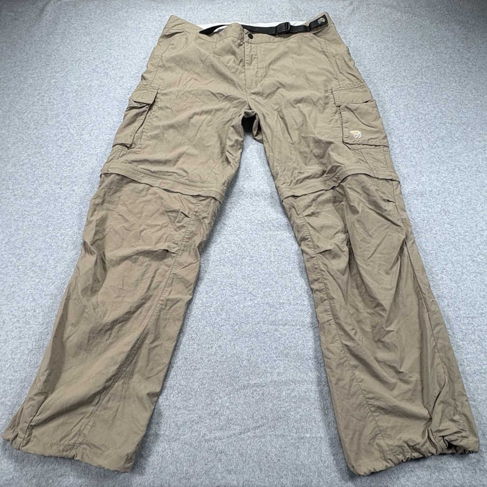 Mountain Hardwear Cargo Convertible Hiking Pants Mens XL Tan Nylon