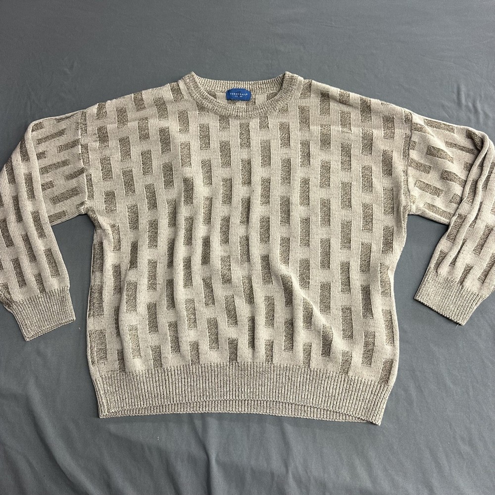 Vintage Towncraft Sweater Adult XL Multicolor Geometric Knit Crewneck 90s Y2K