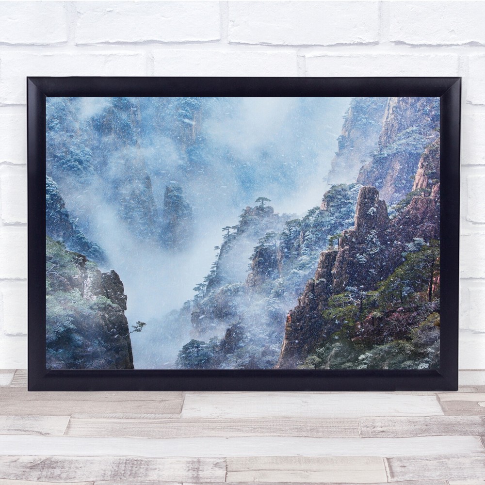 Valley China Mountain Asia Weather Trees Wall Art Print