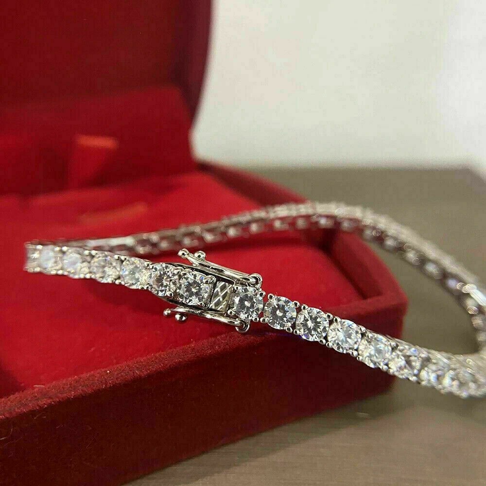 6.5 Ct Round Natural Diamond Tennis Bracelet in 18K White Gold