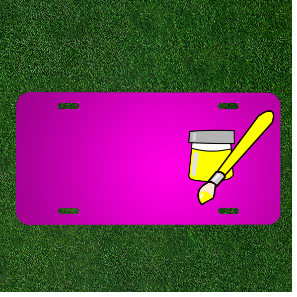 Create Your Own Custom Car License Plate With Names Painted in Vibrant Yellow Brush Style