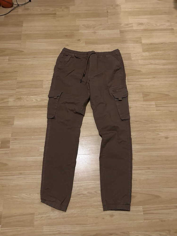 Light Brown Slim Fit Cuffed Cargo Pants for Men