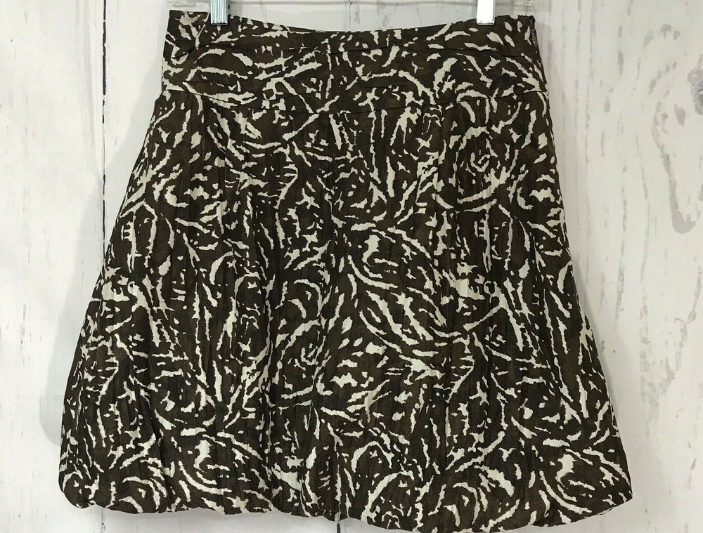 Banana Republic Womens Size 2 Brown White Abstract Tribal Print Blouson Skirt-image