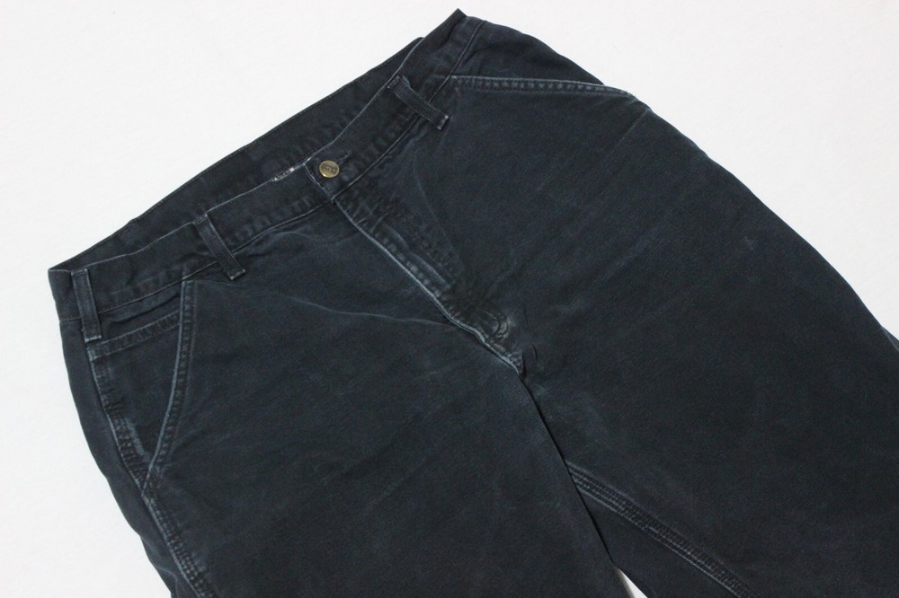Carhartt Men's 36x31 Black Flannel-Lined Carpenter Utility Work Pants B111