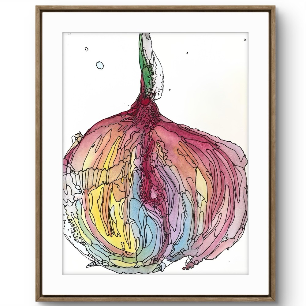 TITA PAINTZ Abstract Beet Watercolor Ink Hand Painted Art 9x12 Home Decor