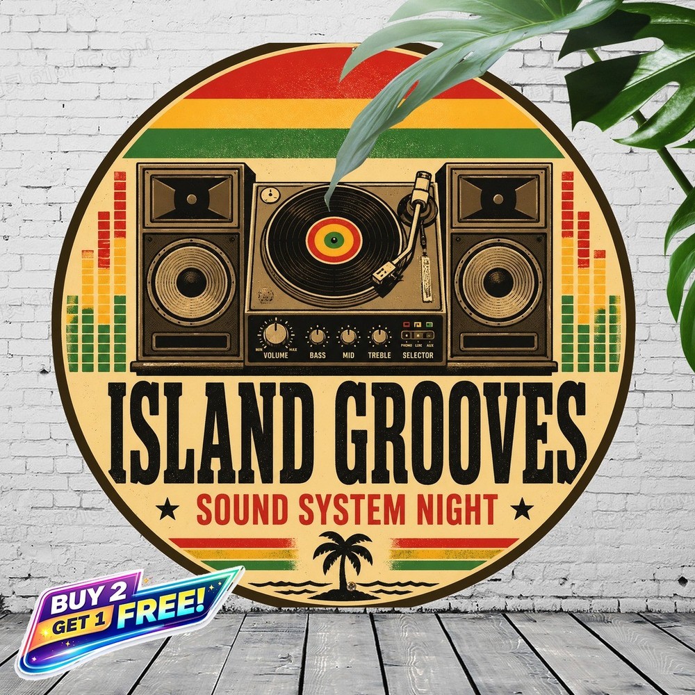 Island Vibe Reggae Theme Round Tin Metal Sign Home Decor