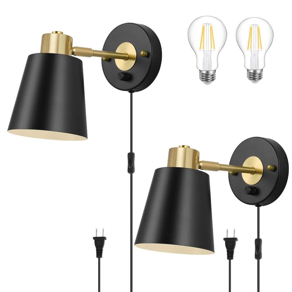 Wall Sconce Plug in, Dimmable Wall Sconces Adjustable Wall Lights with Plug i...