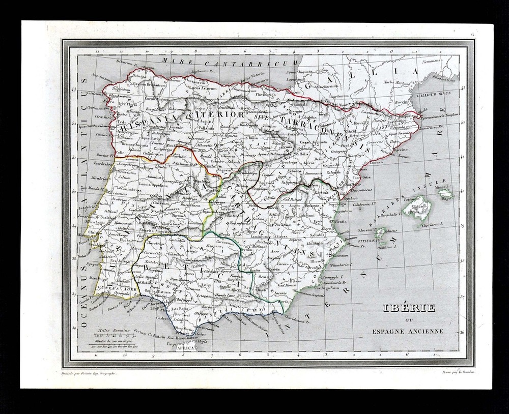 1835 Monin Fremin Antique Map Iberia Ancient Spain Portugal Lusitania Hispania