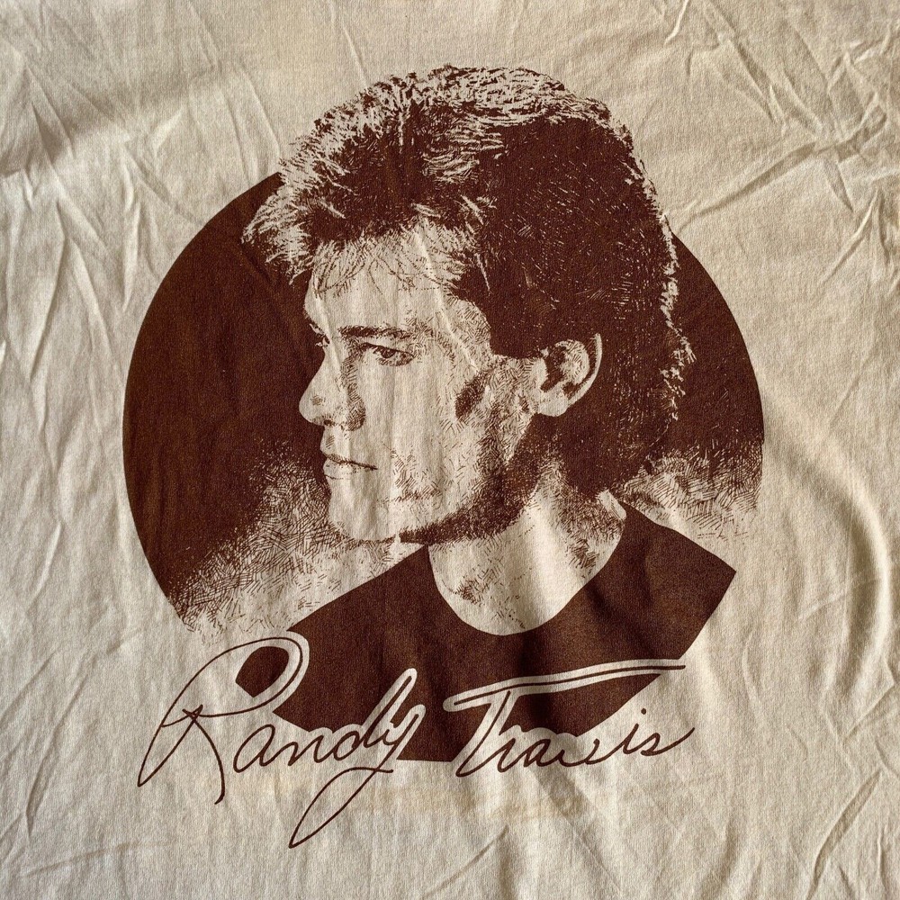 80s VINTAGE RANDY TRAVIS COUNTRY MUSIC Shirt Classic White All Size Shirt FA970