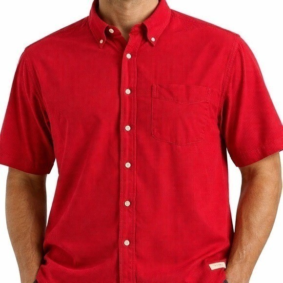 Vintage American Eagle Button Up Shirt Mens XL Red 90s Hong Kong Short Sleeve