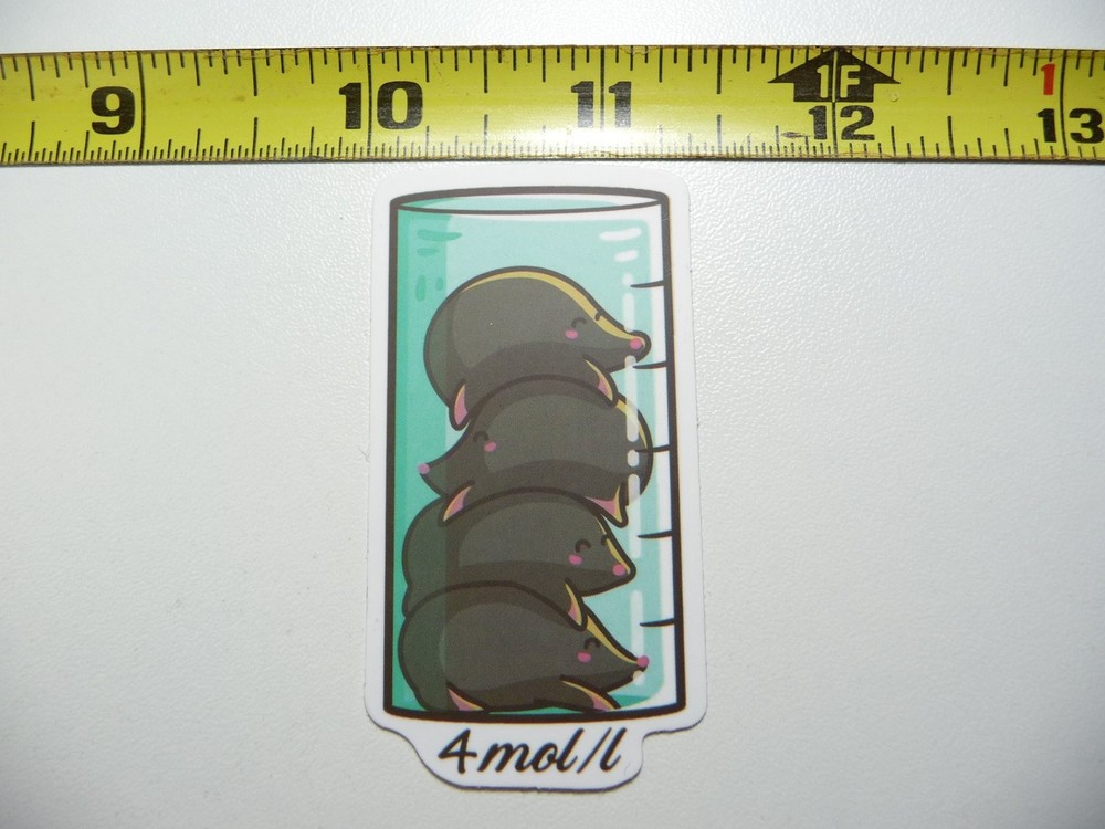 Funny 4 MOL/L Moles Per Liter Science Teacher Vial Decal Sticker