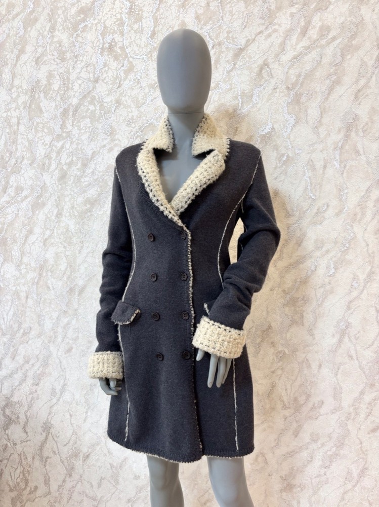 Rare Ermanno Scervino Virgin Wool Angora Knit Long Coat Women’s Size 42