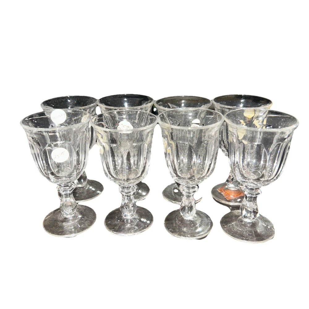 Lot Of 8 Heisey Glasses Vintage Goblets