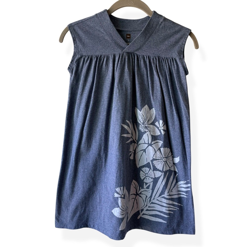 Tea Collection Heathered Blue Trapeze Dress Girls 7