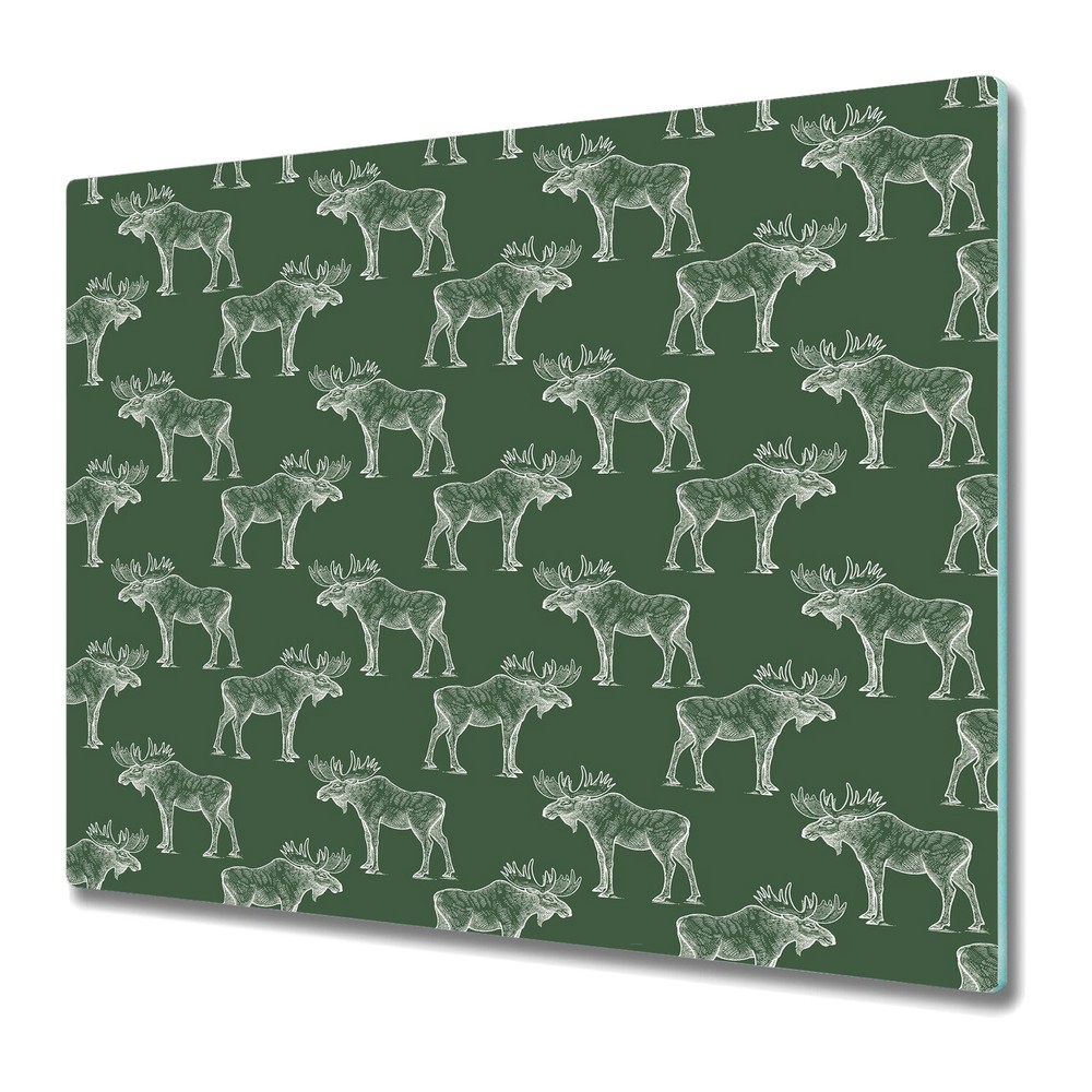 Tempered Glass Worktop Saver Kitchen Northern reindeer white and green 60x52