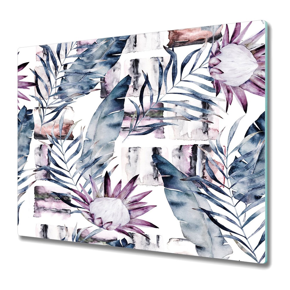 Glass Chopping Board Marble Flowers plumeria print summer marble aquarelle retro