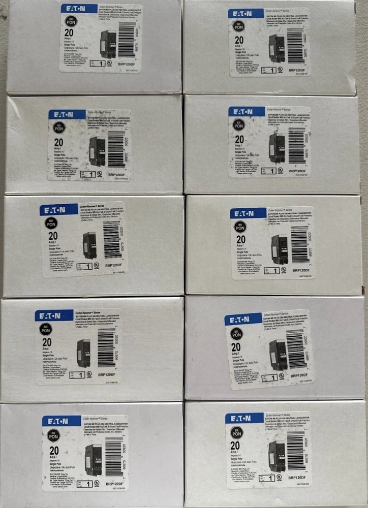 10 PCS Eaton BRP120DF 20A 1 Pole Dual Function Circuit Breaker AFCI GFCI