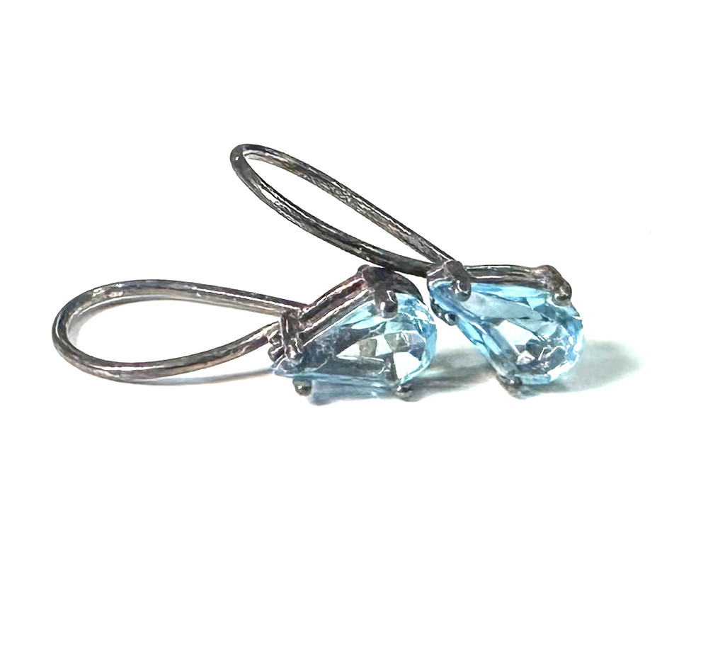 Vintage Blue Stone Earrings Silver Tone Jewelry Lot I